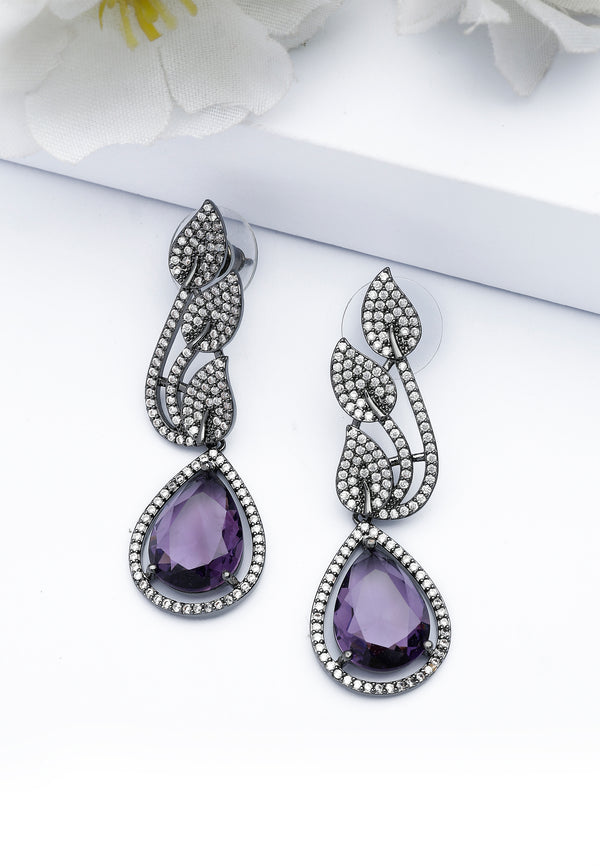 Contemporary Leaf-shaped Purple Earrings