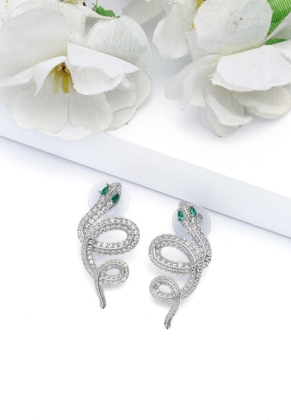 Silver colored Serpent Earrings